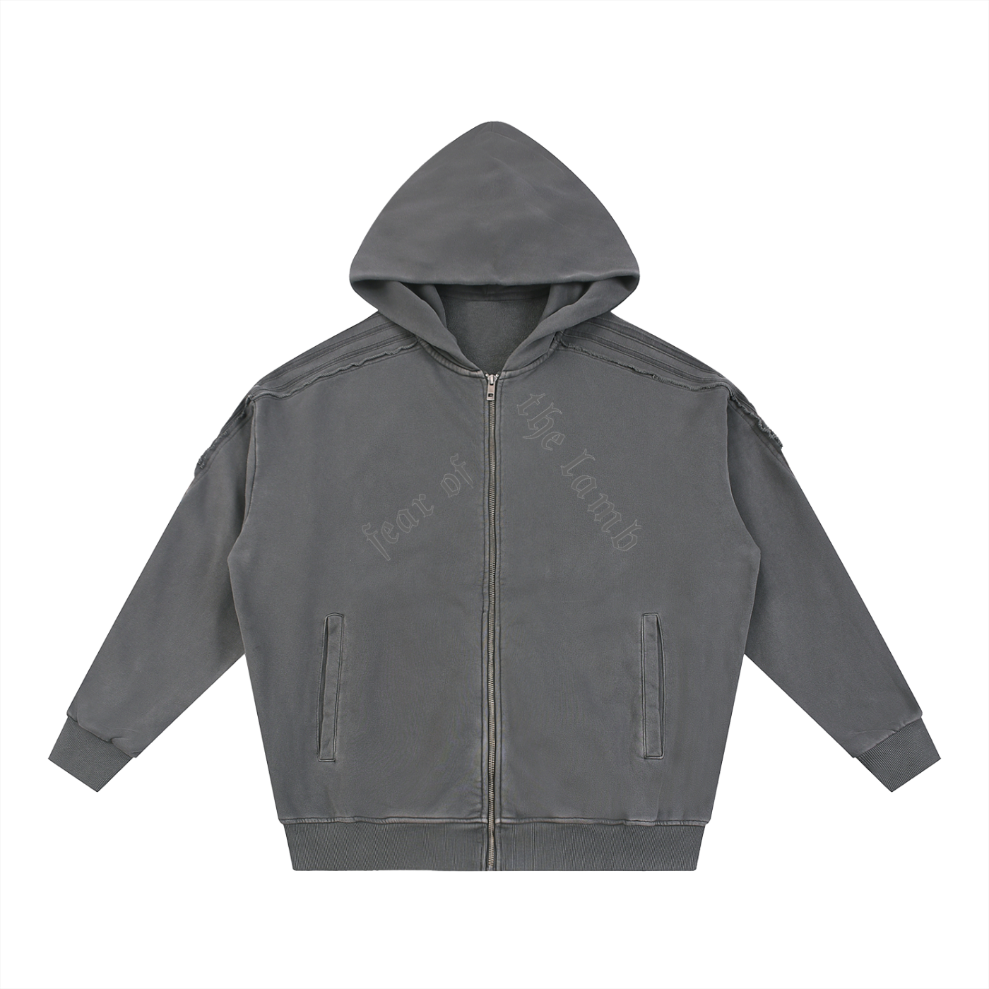 Tape Raw Edge Zip “Need Bible” Hoodie