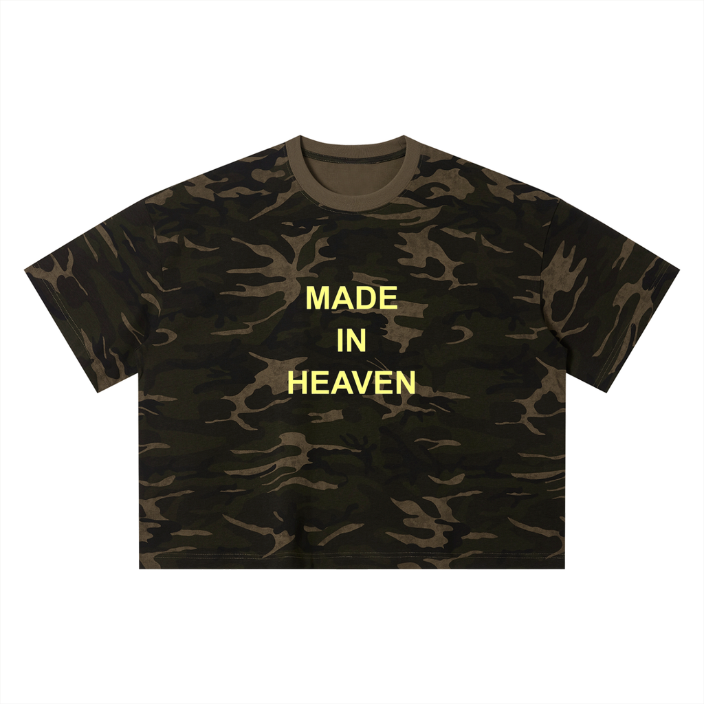 “MADE IN HEAVEN” Unisex Camo Boxy T-Shirt