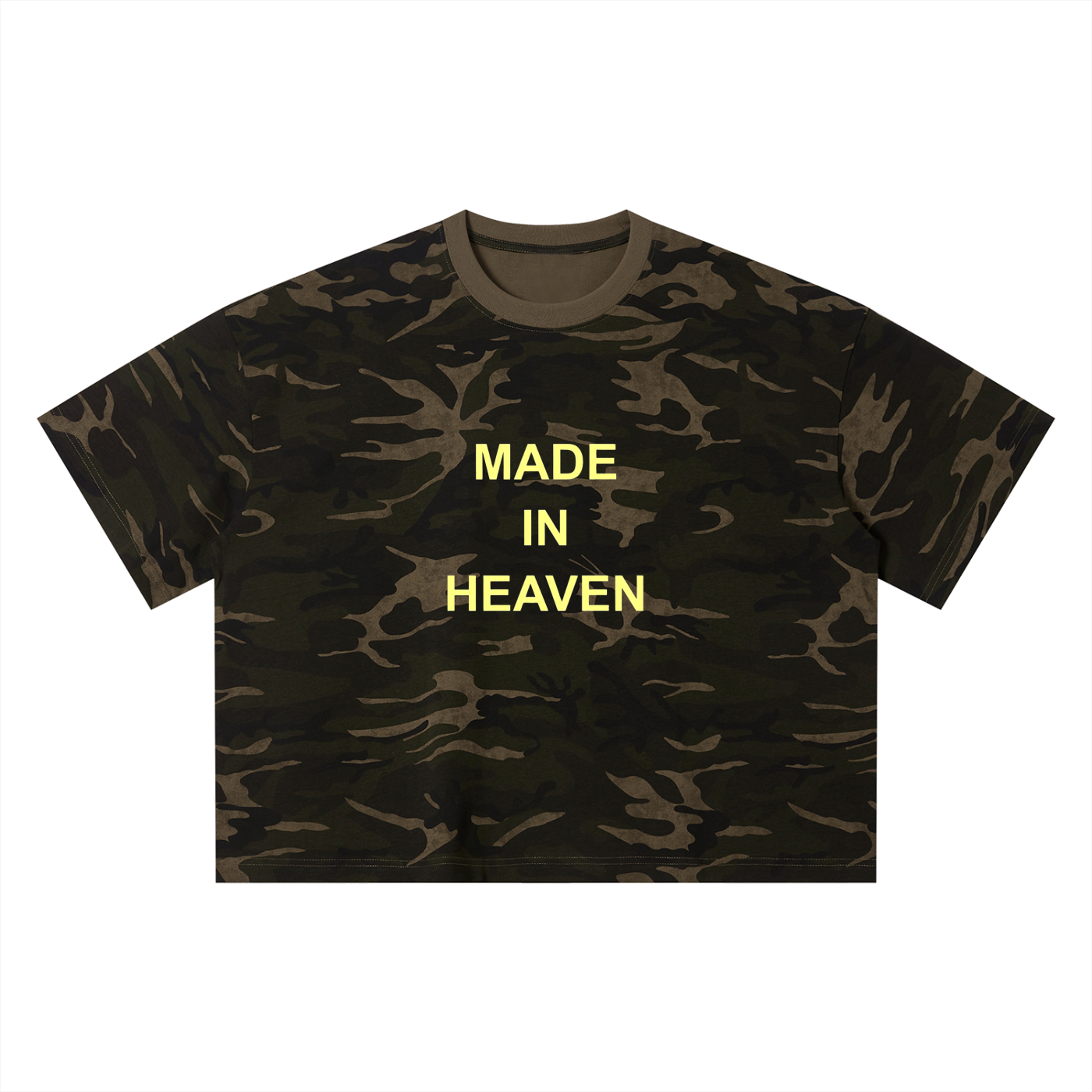 “MADE IN HEAVEN” Unisex Camo Boxy T-Shirt