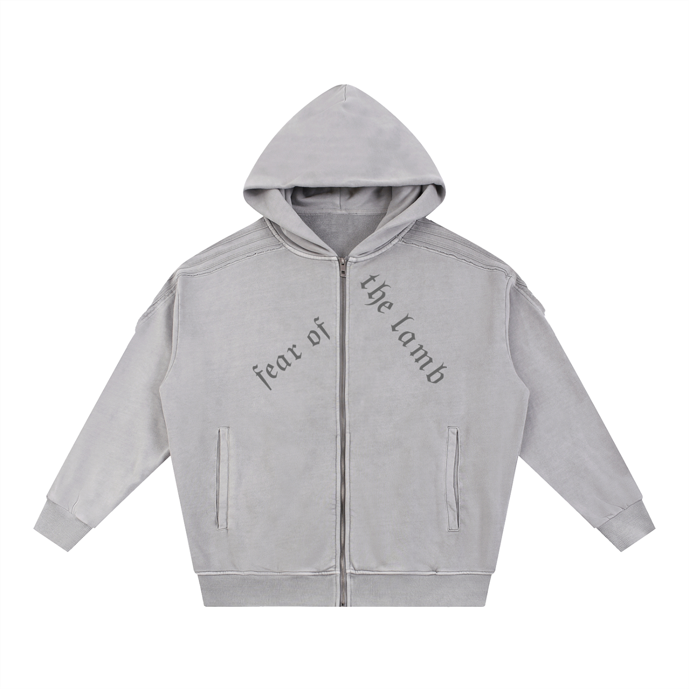 Tape Raw Edge Zip “Need Bible” Hoodie