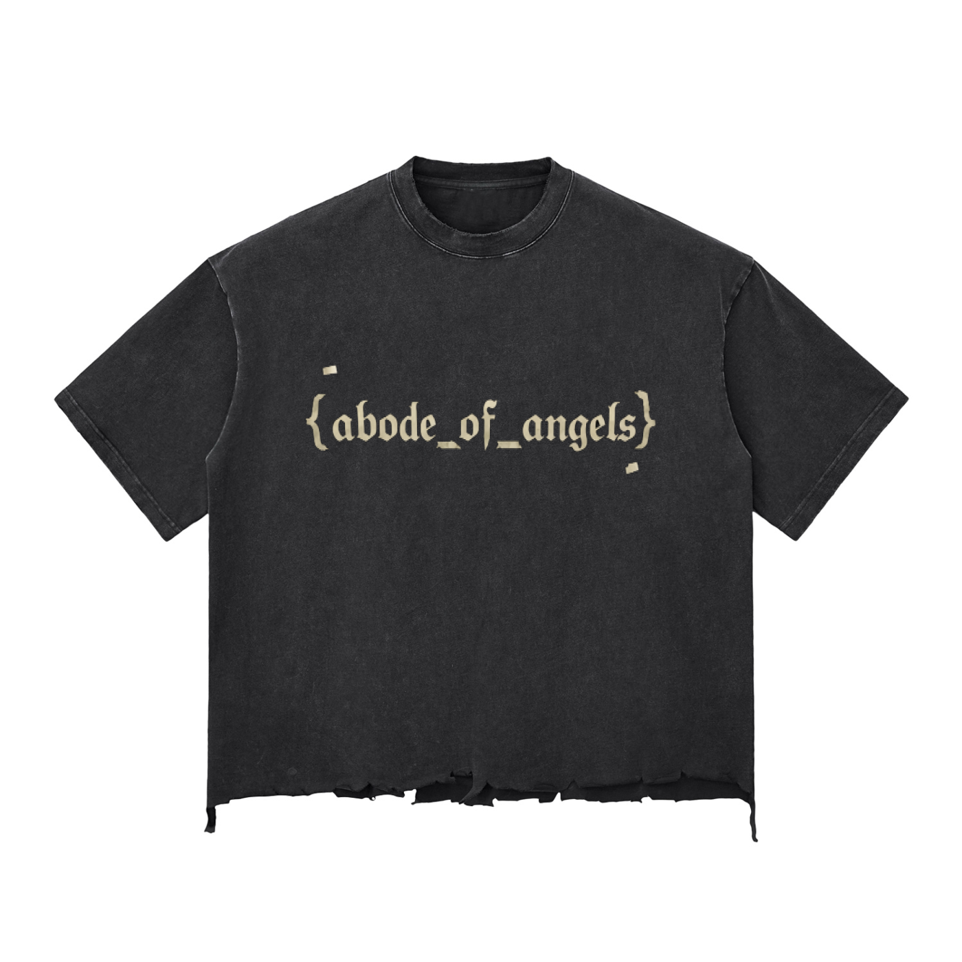 “CROSS BEFORE CROWN” Tape RAW HEM T-Shirt