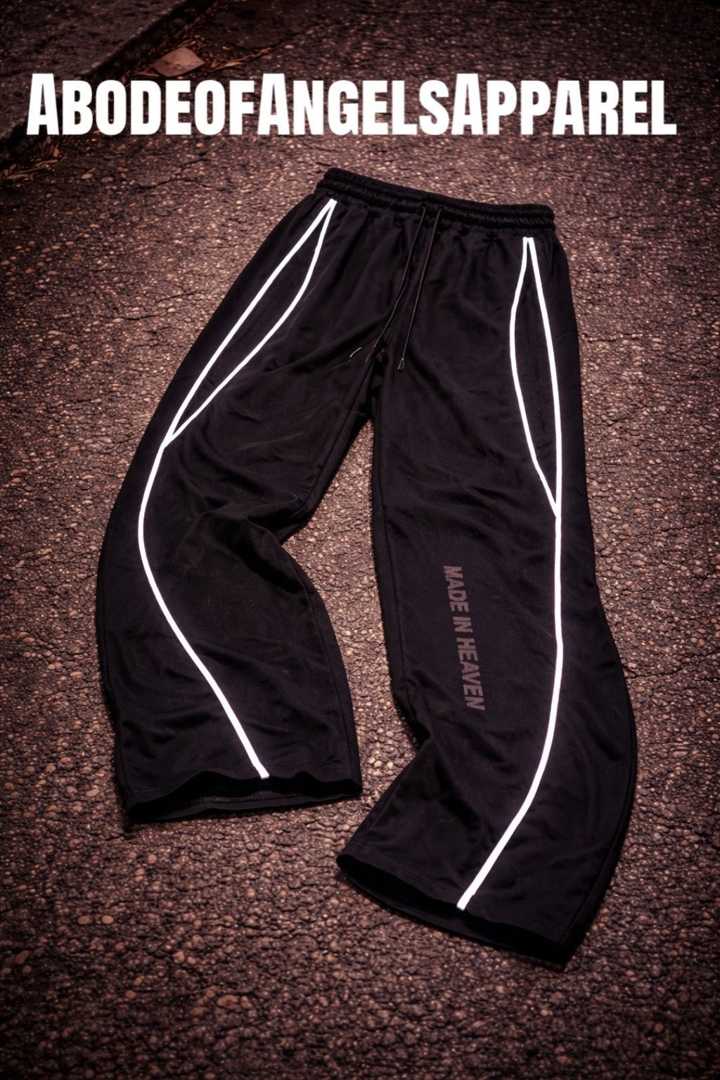 Reflecting “MADE IN HEAVEN“ Straight-Leg Sweatpants