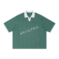 “REDLTRS” Boxy Plaid Polo