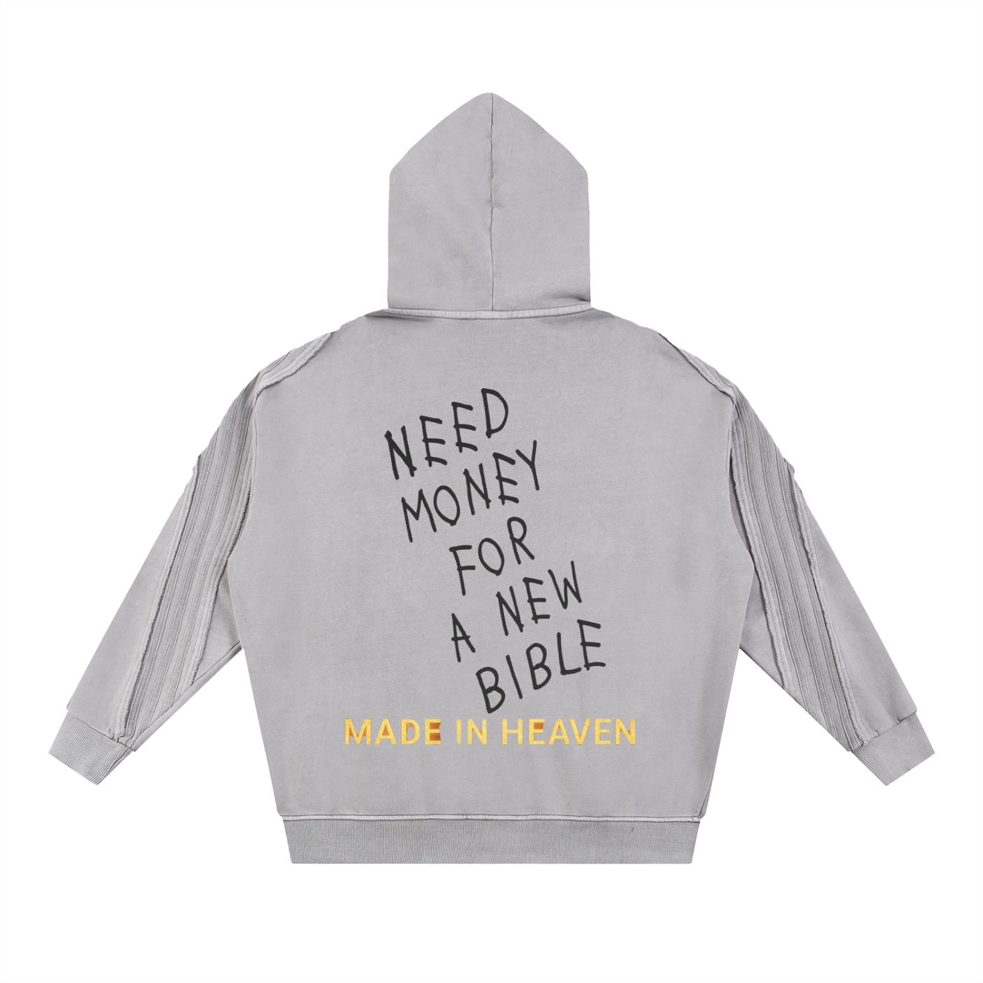 Tape Raw Edge Zip “Need Bible” Hoodie