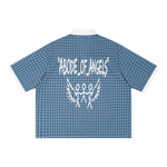 “REDLTRS” Boxy Plaid Polo