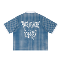 “REDLTRS” Boxy Plaid Polo