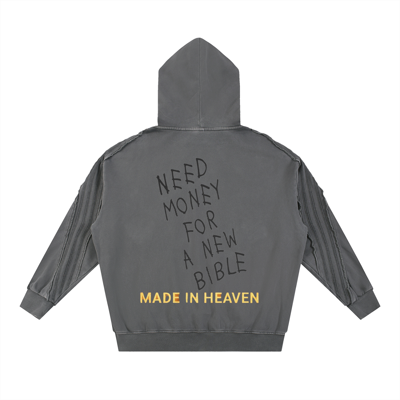Tape Raw Edge Zip “Need Bible” Hoodie