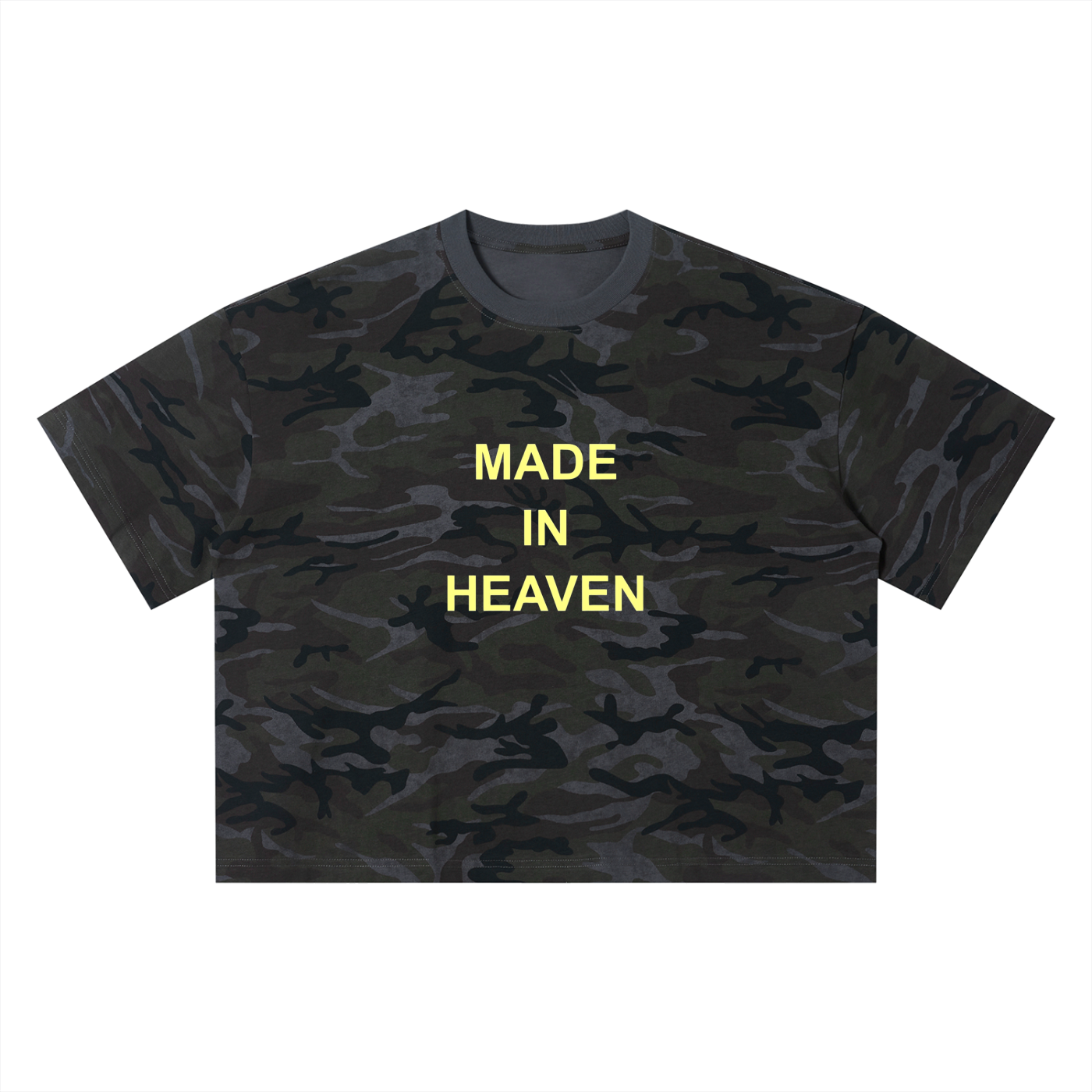 “MADE IN HEAVEN” Unisex Camo Boxy T-Shirt