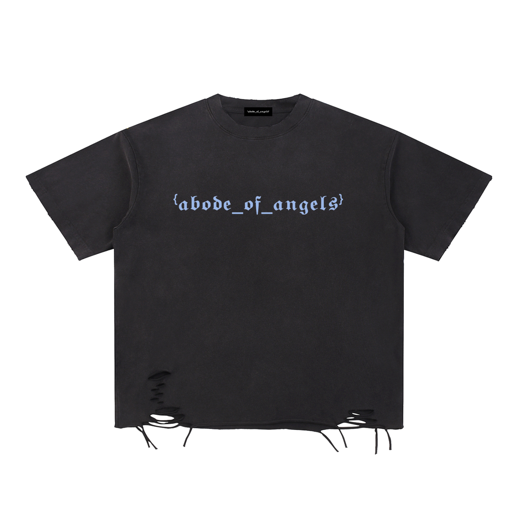 “AbodeOfAngels” Raw-Hem T-Shirt