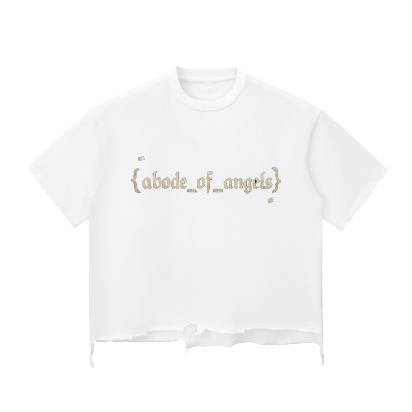 “CROSS BEFORE CROWN” Tape RAW HEM T-Shirt