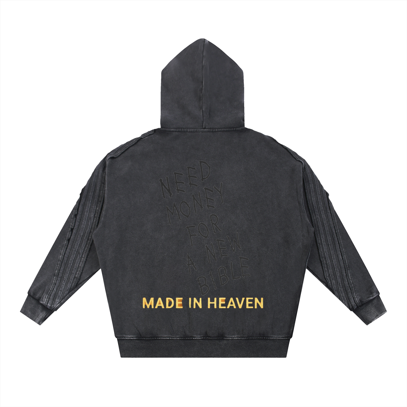 Tape Raw Edge Zip “Need Bible” Hoodie