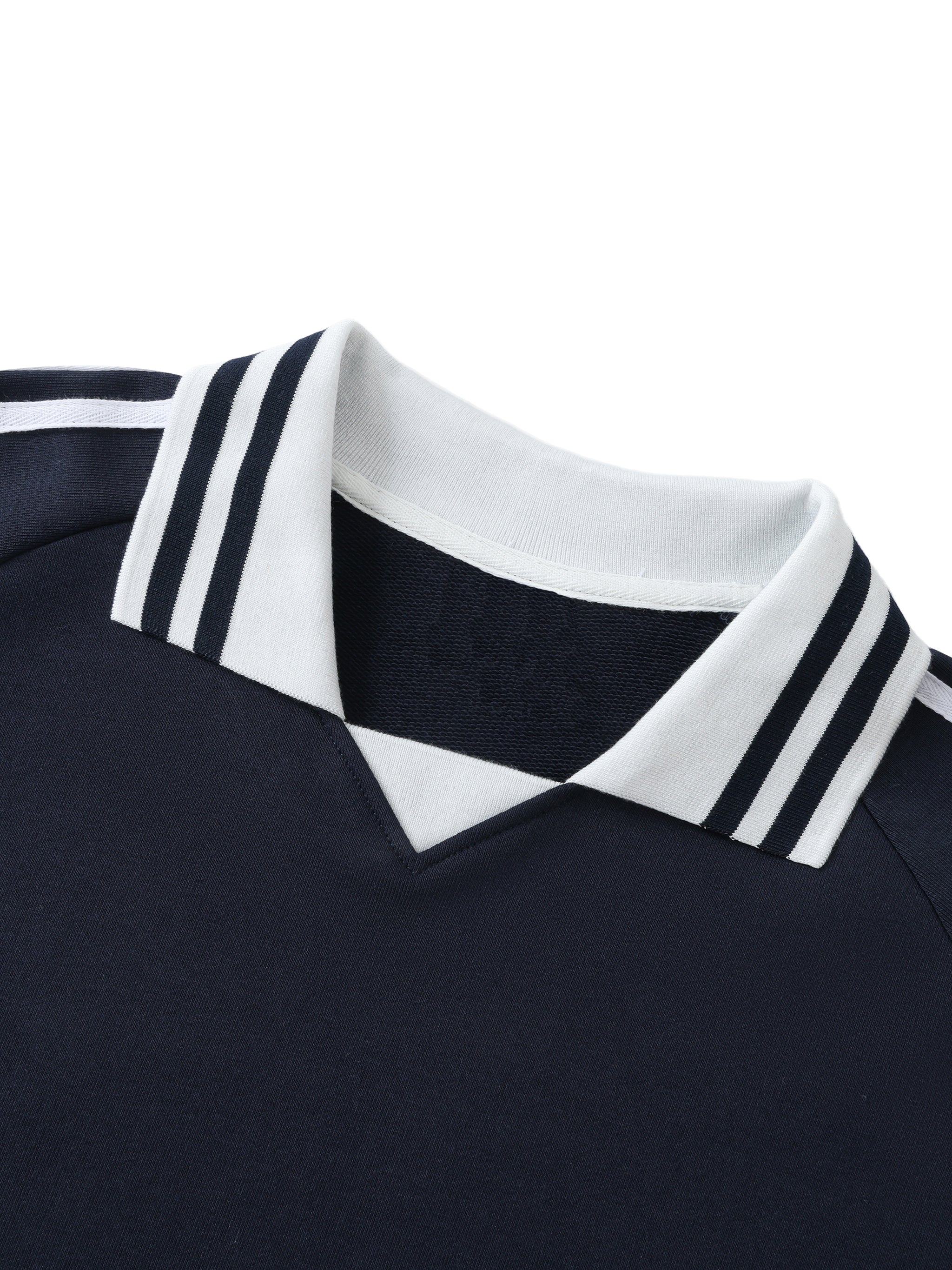 “JESUS IS KING” Contrast Striped Lapel Collar Sweatshirt