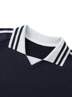 “JESUS IS KING” Contrast Striped Lapel Collar Sweatshirt