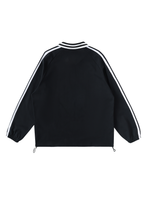 “JESUS IS KING” Contrast Striped Lapel Collar Sweatshirt