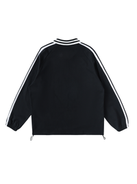 “JESUS IS KING” Contrast Striped Lapel Collar Sweatshirt