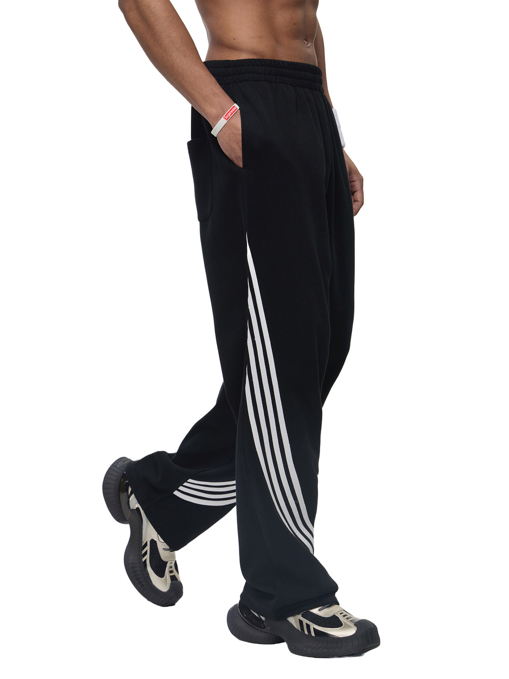 Curved Stripe “AOA” Straight Sweats